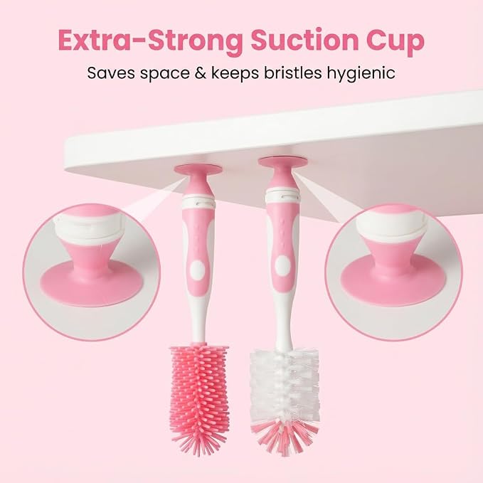 4-in-1 Baby Bottle Brush Set, Including Nylon Bottle Brush, Nipple Brushes - Image 5