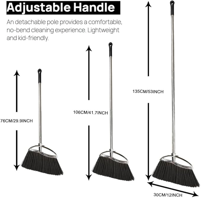 Indoor Soft Bristles Sweeping Broom, Long Handle Kitchen Angle Broom - Image 2