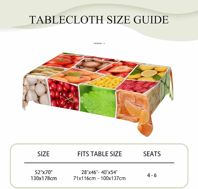 Fruits Vegetables Party Table Cloth Rectangle Table Apples Oranges Lemons - Image 4
