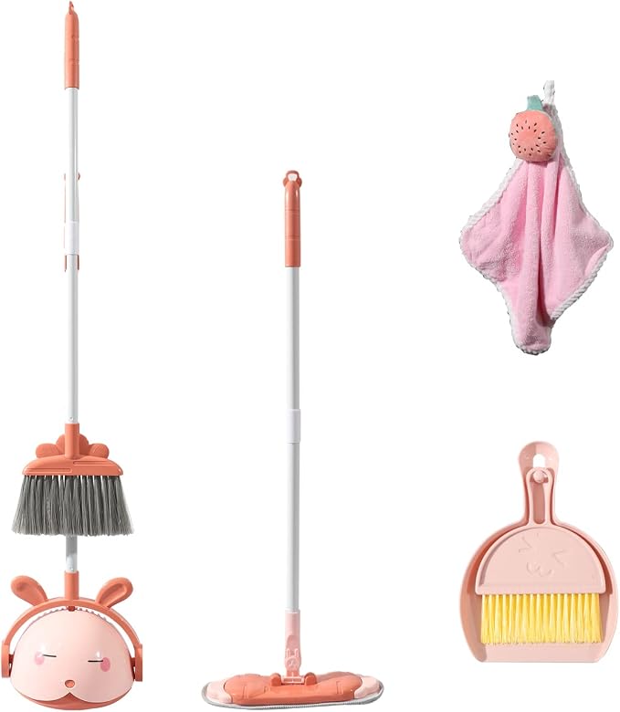 Kids Cleaning Toy Set, Mini Child Broom, Mop and Dustpan, Little Housekeeping by Midoneat
