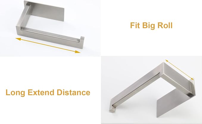 Toilet Paper Holder, Self Adhesive Tissue Holder Stainless Steel Rustproof - Image 5