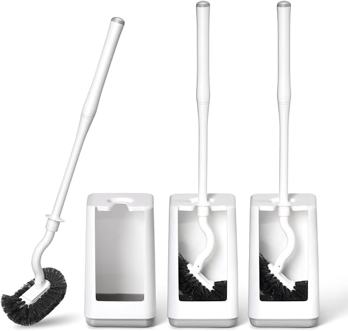 Toilet Bowl Brush and Holder 3 Pack Sturdy Plastic Long Handled Toilet Brushes by Unknown