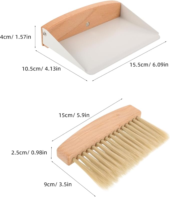 Housoutil Kids Window Cleaner Stainless Steel Cleaner Mini Dustpan and Brush - Image 3