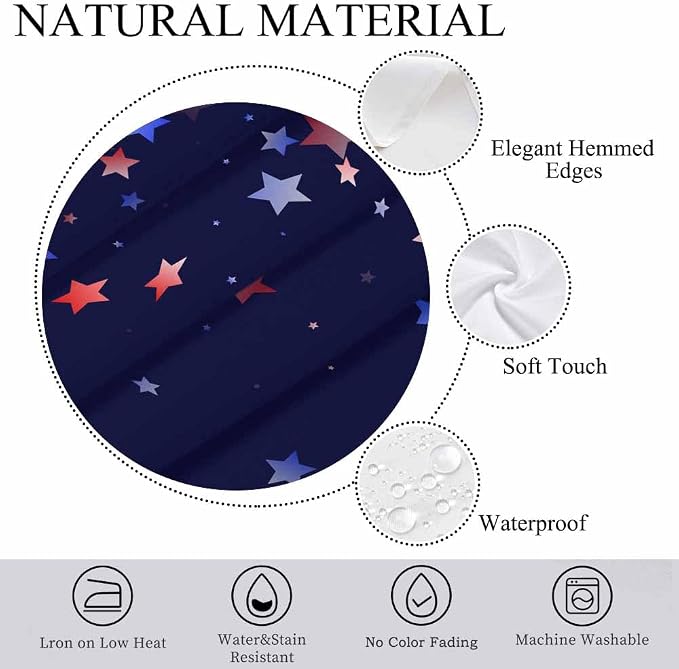 Blue White Red Stars Rectangular Tablecloth USA Flag Simple Style Dark Blue - Image 5