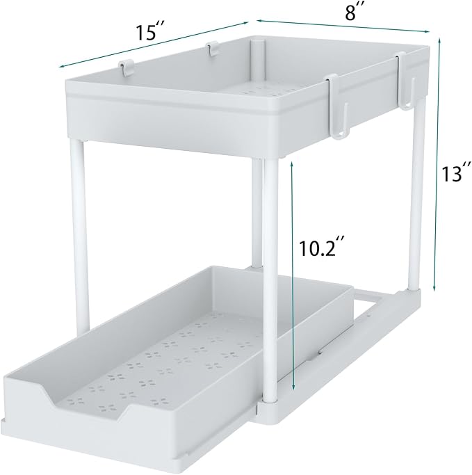 DEKAVA Cabinet, 2 Pack Under Sink Organizer, 2 Tier Sliding Bathroom Kitchen - Image 2
