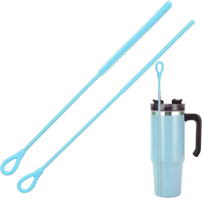 2Pcs silicone straw cleaning brushes, extra long, used by cdsnxore