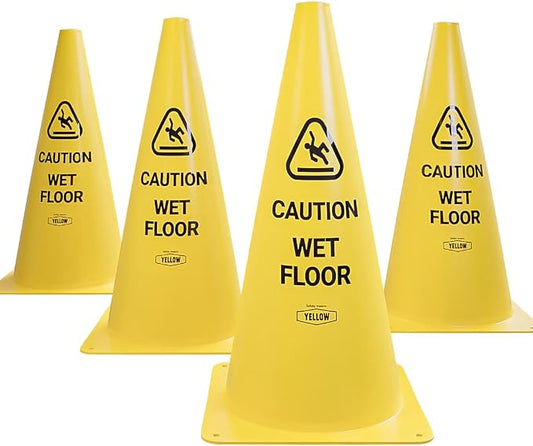 Yellow Safety® Commercial 15 Inch "Caution Wet Floor" Sign Cone, 4 ct. by YellowSafety