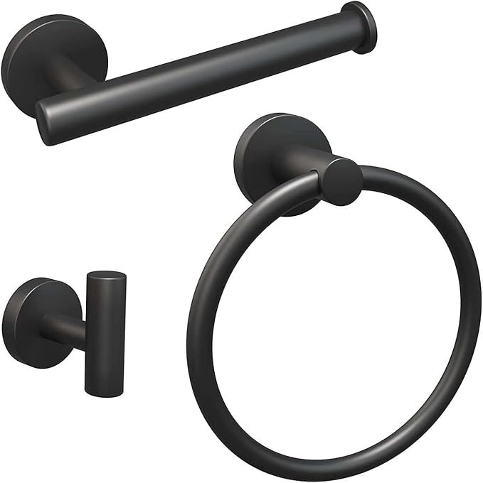 Towel Ring Set 3 Pieces Bathroom Kit Accessories Restroom Towel Holder Toilet by Unknown