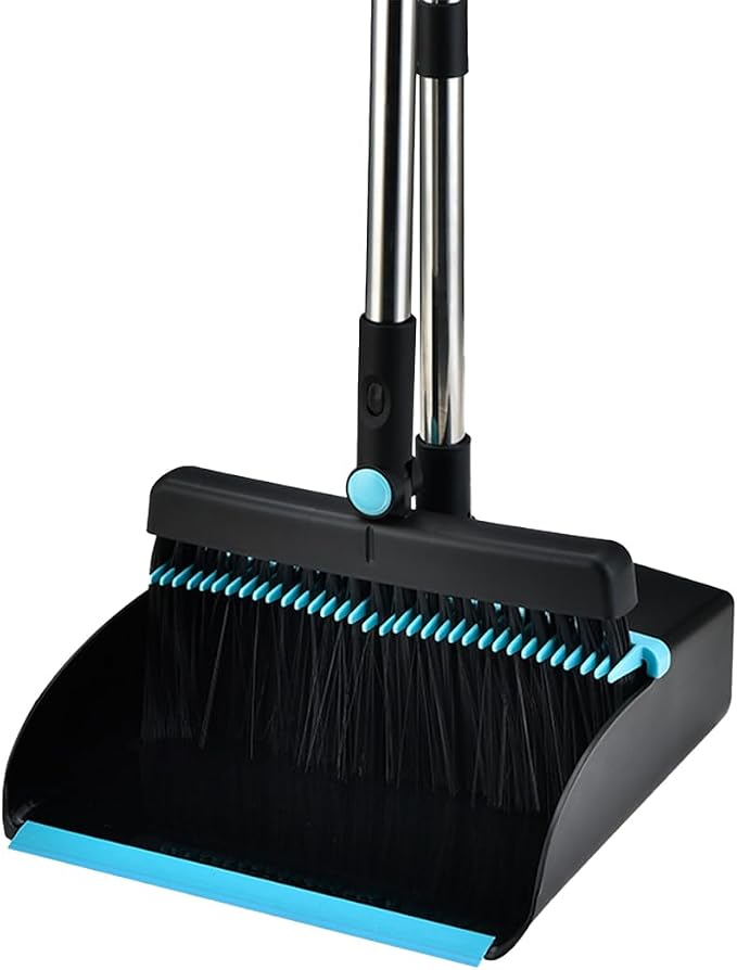 Broom and Dustpan Set for Home, Long Handle Dust Pan and Broom Combo for Indoor by CYANLUX