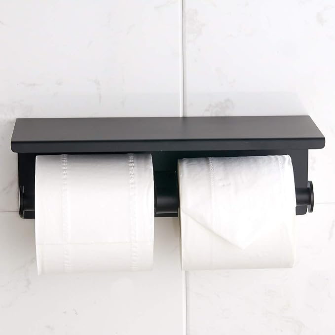 BGL 304 Stainless Steel Double Toilet Paper Holder Wall Mounted Matte Black Two - Image 3