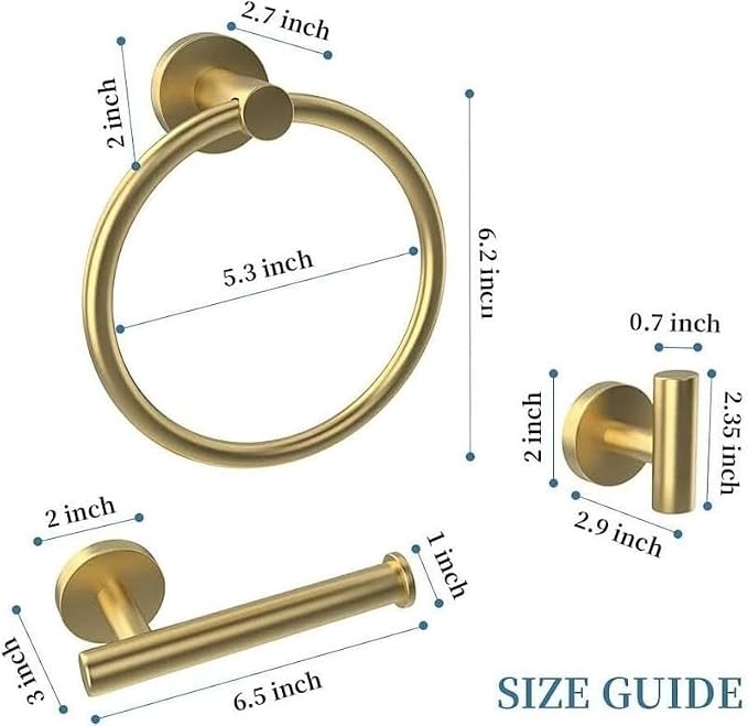 Towel Ring Set 3 Pieces Bathroom Kit Accessories Restroom Towel Holder Toilet - Image 4