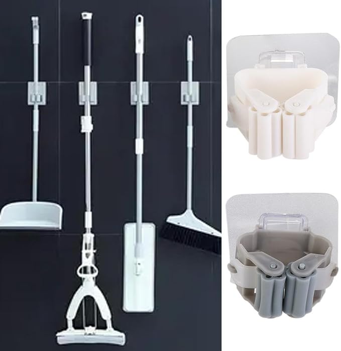 Kopida 6Pcs Mop and Broom Holder Wall Mount Broom Organizer Mop Storage Rack - Image 5