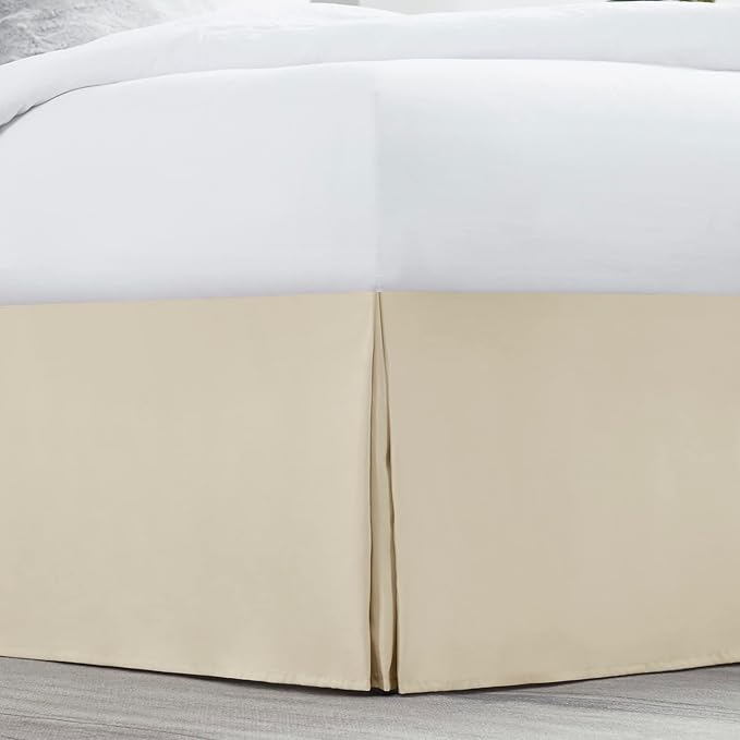 Nestl Cream Twin Bed Skirt - Twin Size 14 Inch Drop - Brushed Microfiber Hotel Quality Pleated Bed Skirt - Shrinkage & Fade Resistant