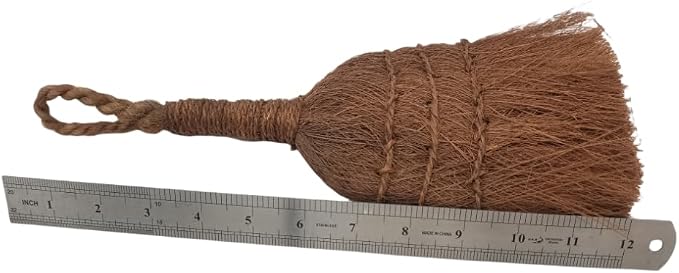Palm Fiber Handheld Small Broom, Natural Bristle, Handmade Mini Fireplace Broom - Image 2