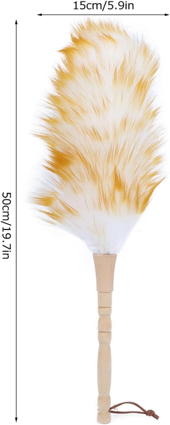 Lambswool Duster with Solid Wooden Handle, Antistatic Soft Wool Duster Dust - Image 2