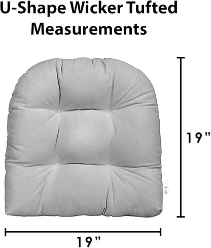 RSH DECOR: Tufted U-Shape Wicker Seat Cushions Set of 2 | 19” x 19” | All-Weather Spun Fabric | Water-Resistant | Outdoor Chair Cushions for Patio Furniture | Classic Pink Buffalo