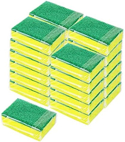 Sponge Individually Wrapped Kitchen Dishwashing Sponge, Non Scratch Scouring Pad by KRIZJUES
