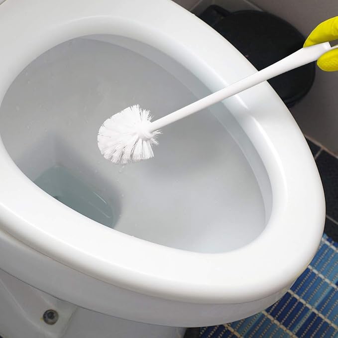 Toilet Brush White Soft Bristle Long Handle Toilet Brush and Holder Eco Plastic - Image 3