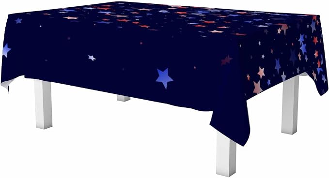 Blue White Red Stars Rectangular Tablecloth USA Flag Simple Style Dark Blue - Image 6