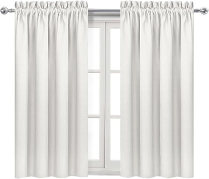 DWCN Blackout Curtains Thermal Insulated, Energy Saving & Noise Reducing Bedroom and Living Room Curtains, Ivory, W 38x L 54 Inch, Set of 2 Rod Pocket Curtain Panels