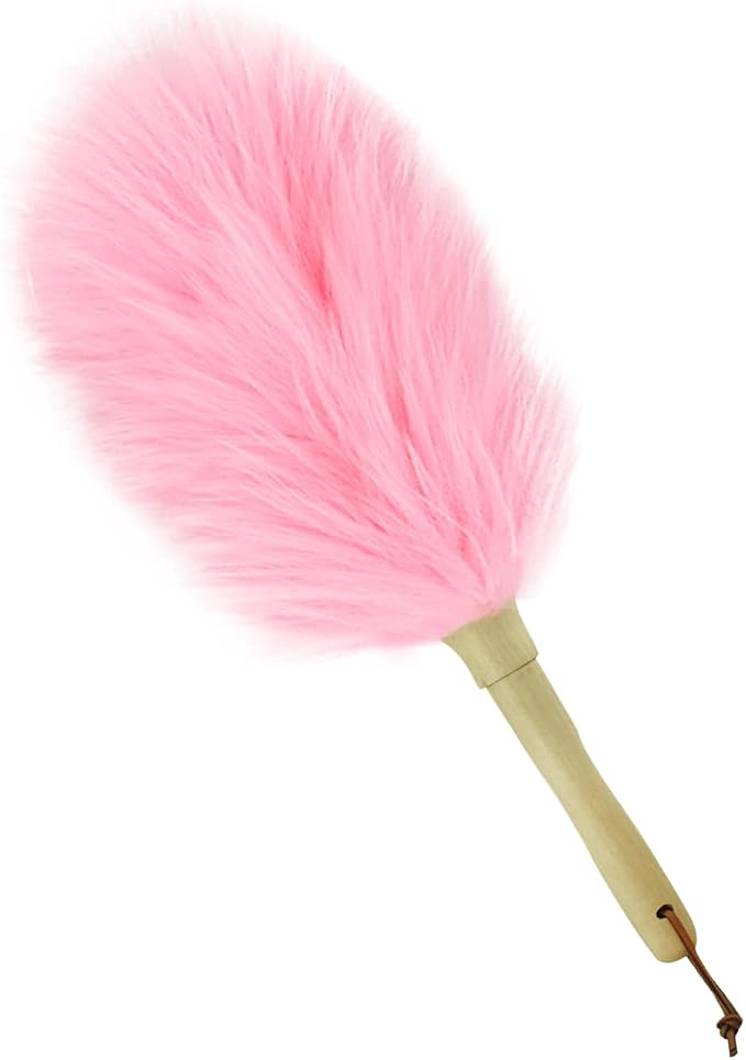Lambswool Duster 14'' Length Solid Wooden Handle Leather Hang Strap by iHUFeather