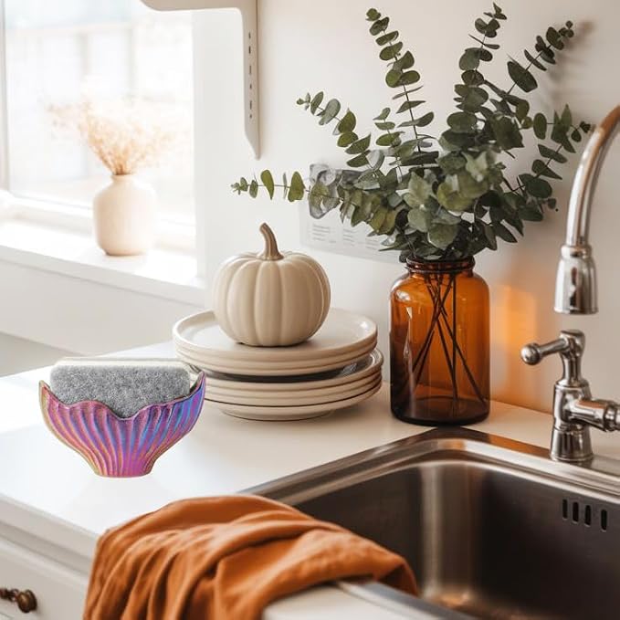 Sponge Holder for Kitchen Sink, Ceramic Dish Sponge Holder - Image 3