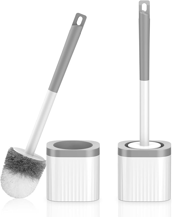 Toilet Brush, Compact Toilet Brush and Holder Set by EZKEY