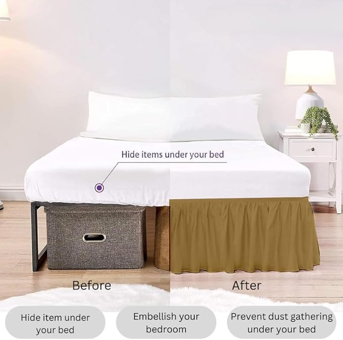 Ruffle Bed Skirt with Split Corners, Microfiber Dust Ruffled for a Perfectly Tailored Bedding Ensemble, Wrinkle and Fade Free, Easy Fit, Queen Size 15 Inch Drop, Taupe