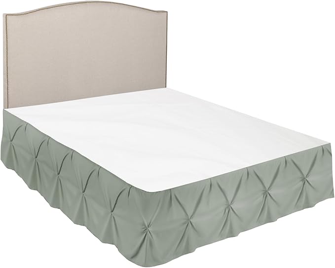 Nestl Sage Green Bed Skirt Queen Size, Pinch Pleat Queen Bed Skirt, 14" Inch Drop Queen Bedskirt, Hotel Quality Sage Green Bed Skirts, Microfiber Bedskirt for Queen Bed, Sage Green Queen Bed Skirt