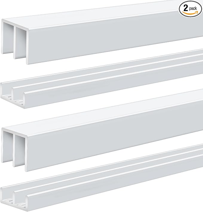 Landical 2 Set 4 ft White Aluminum Sliding Door Track Set by Landical