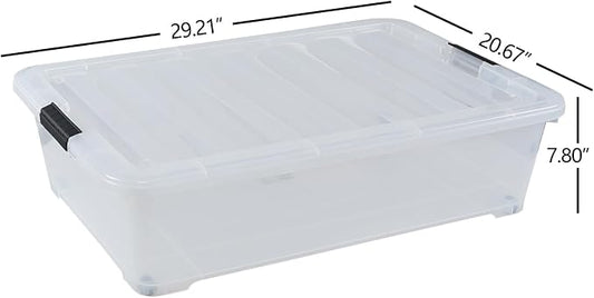 50 Quart Wheeled Latching Storage Box, Stackable Bin - Image 2