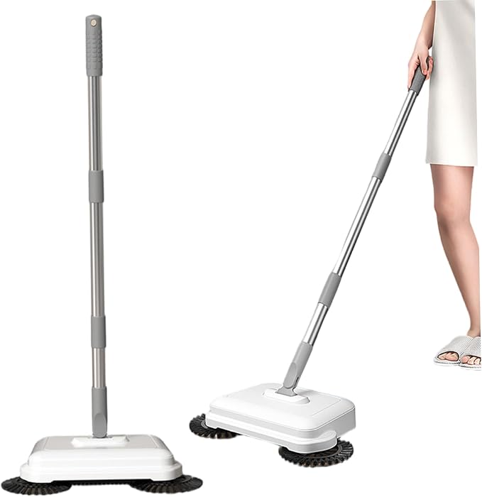 Floor Sweeper, 2-in-1 360° Rotating Hand Push Sweeper - Image 3