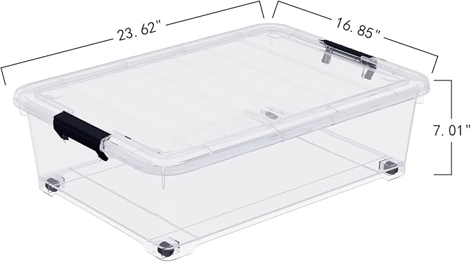 4-Pack 25L Plastic Under Bed Storage Organizer Bin Container - Image 2