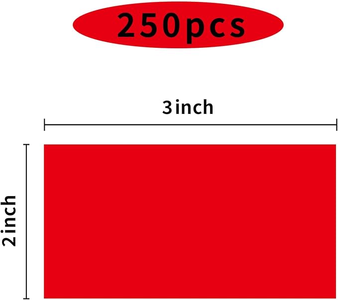 STARLIBOO 250 Red 2*3 Inch Rectangle Removable Writable Color Coding Labels - Image 2