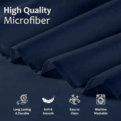 Shreem Linen Ruffled Bed Skirt with Split Corners, Gathered Style, 100% Microfiber, 28-Inch Drop, Dust Ruffle Bedskirt with Platform, Twin-XXL, Navy Blue