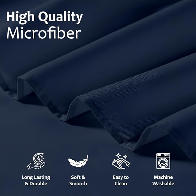 Shreem Linen Ruffled Bed Skirt with Split Corners, Gathered Style, 100% Microfiber, 16-Inch Drop, Dust Ruffle Bedskirt with Platform, Full-XXL, Navy Blue