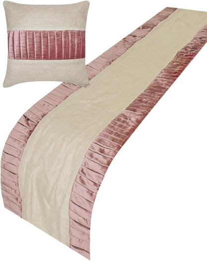 The HomeCentric King/Queen/Twin Purple Decorative CA King 86"x18" Bed Runner Without Pillow Cover, Patchwork, Pintucks Bed Scarf on Velvet Fabric - Layer by Layer