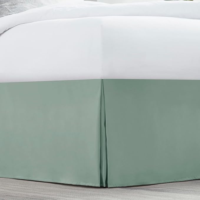 Nestl Sage Green Full XL Bed Skirt - Full XL Size Bed Skirt 14 Inch Drop - Brushed Microfiber Bed Skirts - Hotel Quality Pleated Bed Skirt - Shrinkage & Fade Resistant