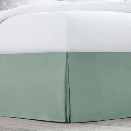 Nestl Sage Green Full XL Bed Skirt - Full XL Size Bed Skirt 14 Inch Drop - Brushed Microfiber Bed Skirts - Hotel Quality Pleated Bed Skirt - Shrinkage & Fade Resistant
