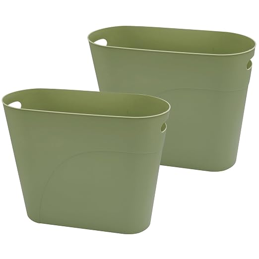 Small Trash Can Plastic Bathroom Wastebasket 3.2 Gallon Slim Garbage Container by ROYFACC