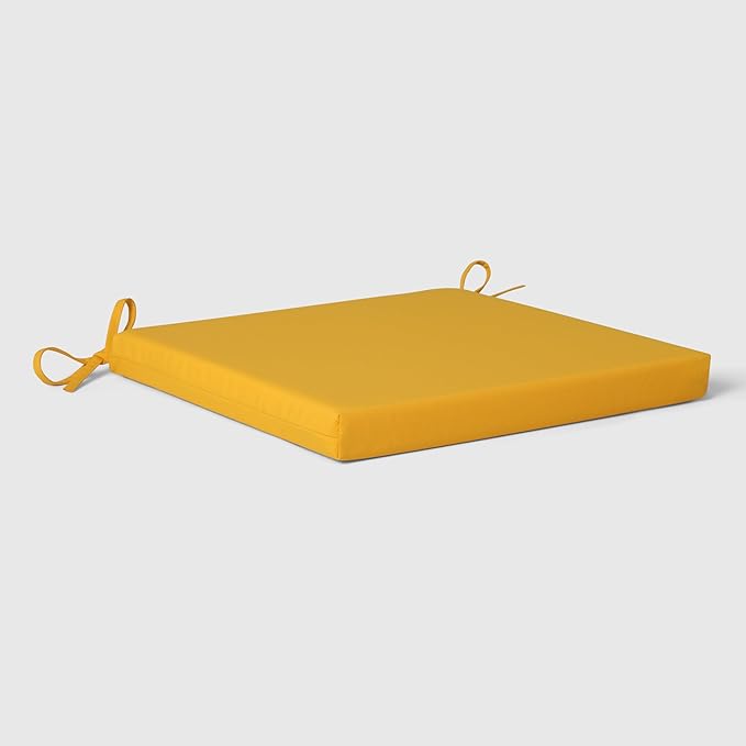 WestinTrends Solace Outdoor Patio Kitchen Dining Chair Square Seat Cushions Set of 4, 19 x 17, Yellow