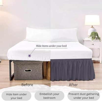 Ruffle Bed Skirt with Split Corners, Microfiber Dust Ruffled for a Perfectly Tailored Bedding Ensemble, Wrinkle and Fade Free, Easy Fit, Twin Size 16 Inch Drop, Dark Grey