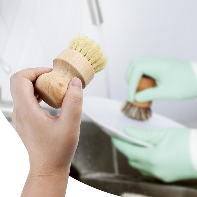 2 Pcs Dish Brush, Wood Dishes Scrub Brush, Pot Brush - Image 7