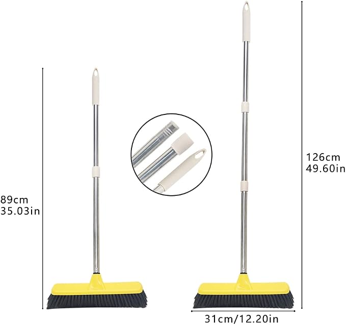 Push Broom with Long Handle, Floor Brush 49.6 inch Soft Bristle Broom 12.2" Wide - Image 6