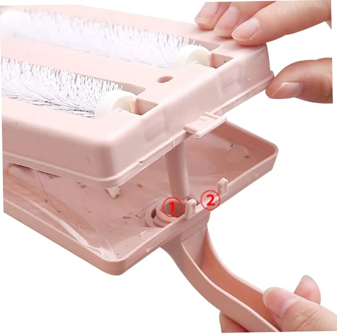 Carpet Debris Brush Double-Roller Sofa Sweeper Handheld Dusting Cleaner Pink - Image 6