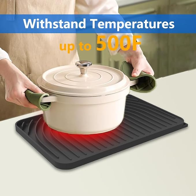 Dish Drying Matt for Kitchen Counter, 14.6"×11"Silicone Dry Rack Mat - Image 6