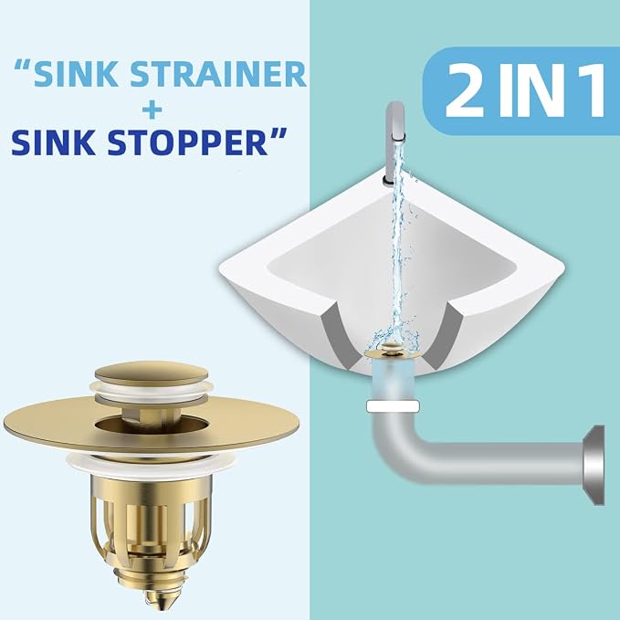 Universal Bathroom Sink Stopper, Pop Up Sink Stopper - Image 2