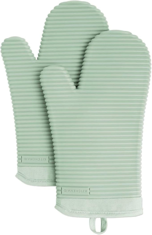KITCHENAID Ribbed Soft Silicone Oven Mitt 2-Pack Set by KitchenAid