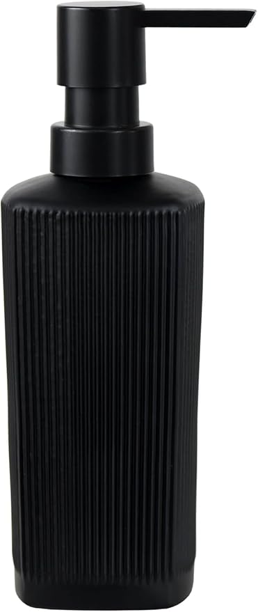 Black Pump Glass Soap Dispenser, 12oz Stripe Countertop Refillable Liquid Bottle by YYTSGG