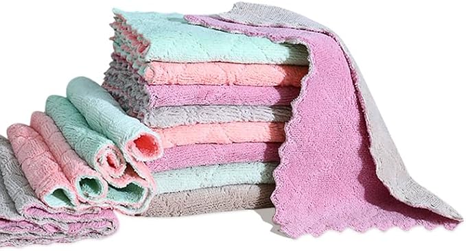 12 Pack Cleaning Cloth Kitchen Cloth, Dish Towels Super Absorbent Coral Velvet by MISSJOJIAY